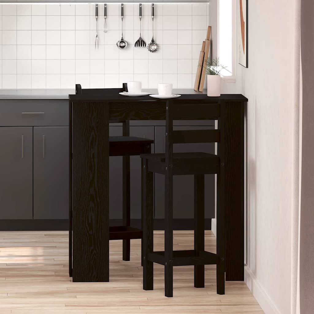 vidaXL Mesa de Bar con estante Roble Negro 102 x 50 x 103,5 cm