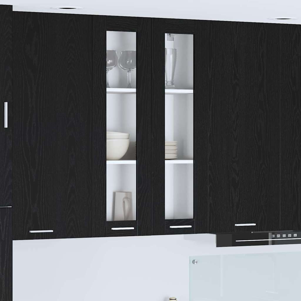 vidaXL Mueble colgante con puerta Riga Roble Negro 60 x 31 x 100 cm