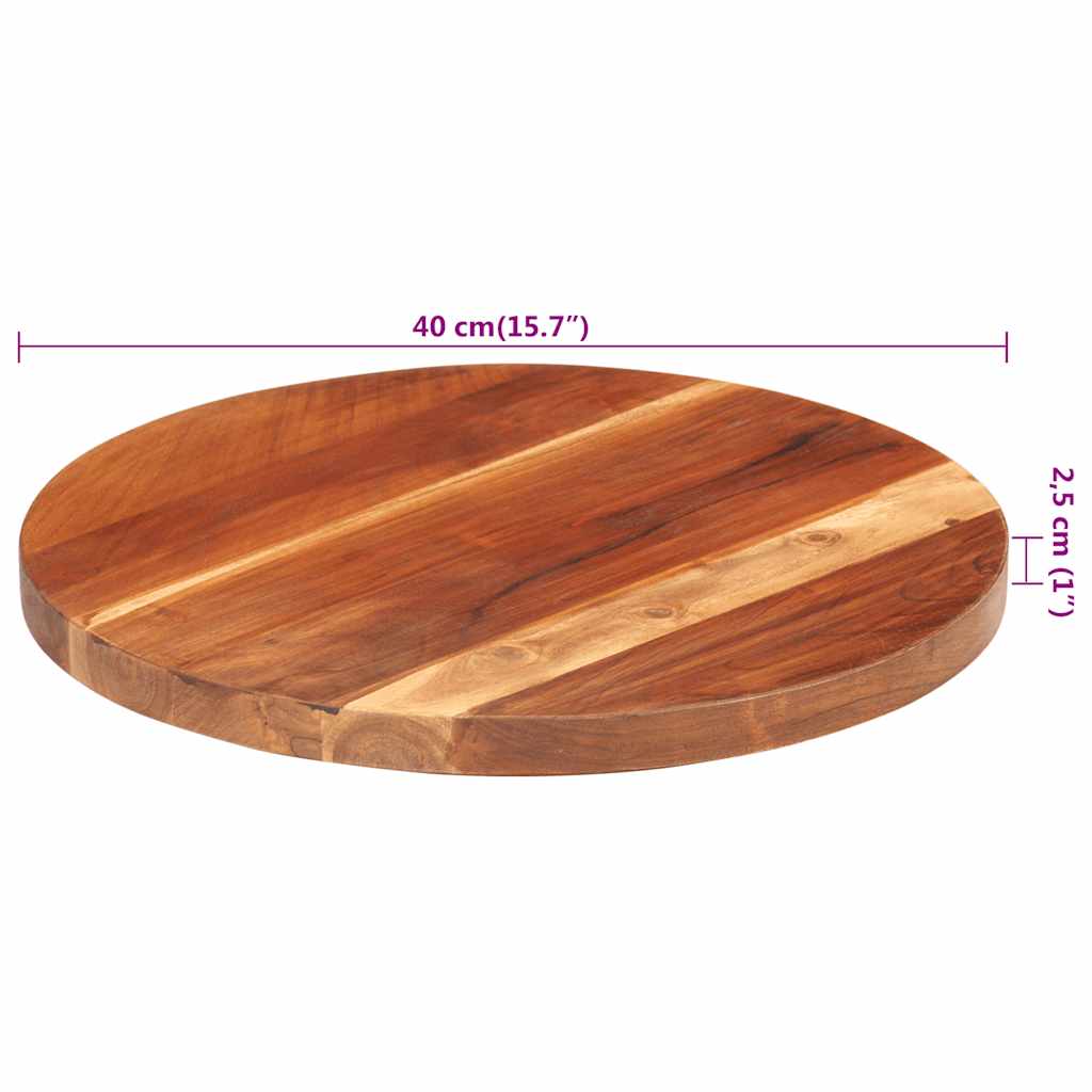 vidaXL Tablero de mesa redonda madera maciza de acacia 25-27 mm 40 cm - Image 5