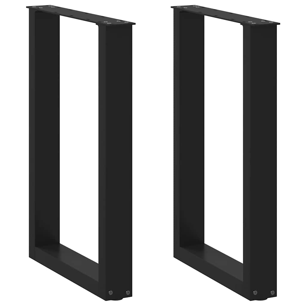 vidaXL Patas para mesa de comedor en forma de U (2 unidades), color negro, 50 x (72-73) cm, acero