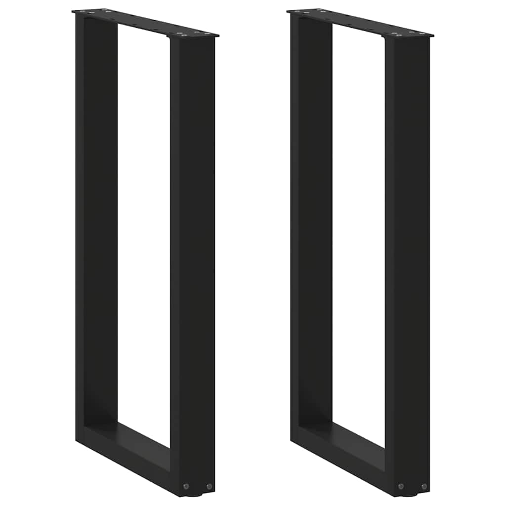 vidaXL Patas para mesa de bar en forma de U (2 unidades), color negro, 40 x (90-91) cm, acero