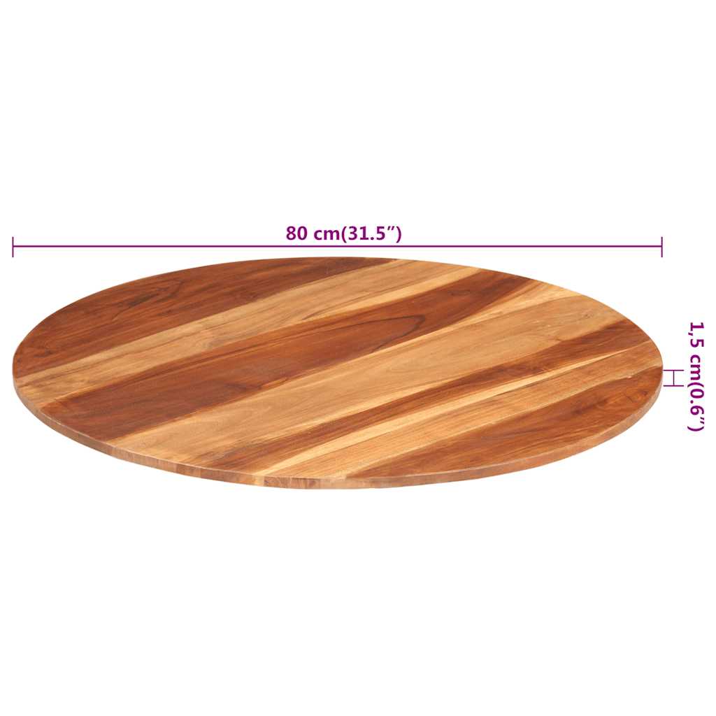 vidaXL Tablero de mesa redonda madera maciza de acacia 15-16 mm 80 cm - Image 5