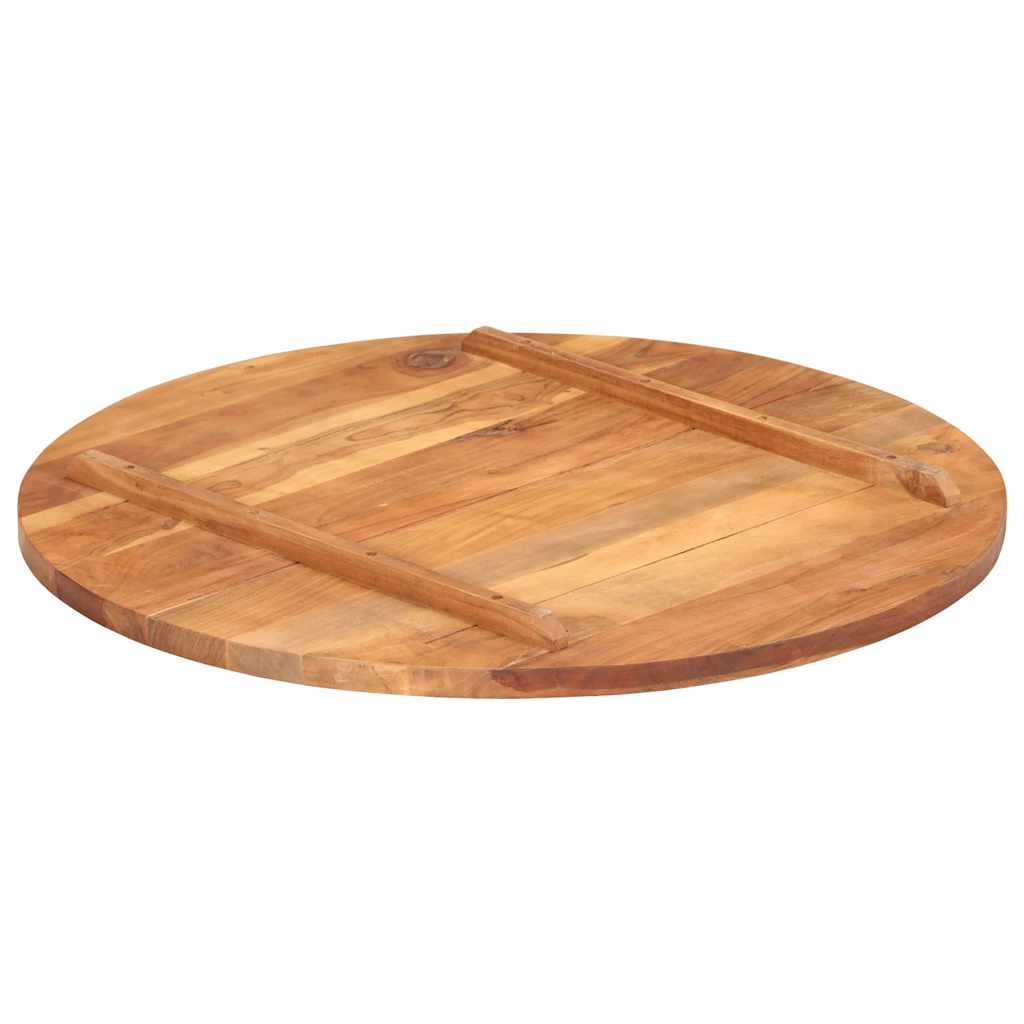vidaXL Tablero de mesa redonda madera maciza de acacia 25-27 mm 80 cm - Image 3