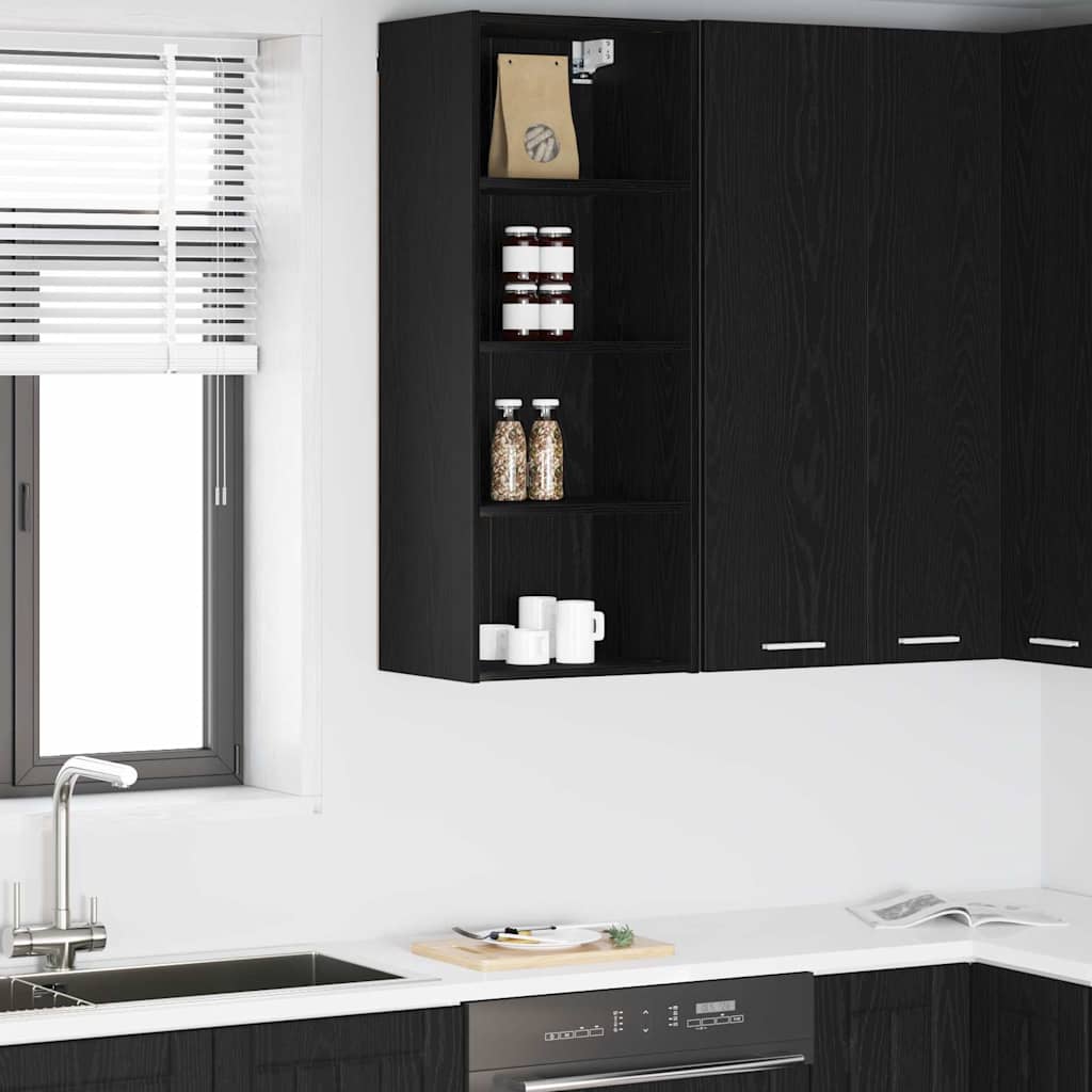 vidaXL Mueble colgante Riga Roble Negro 40 x 29,5 x 100 cm