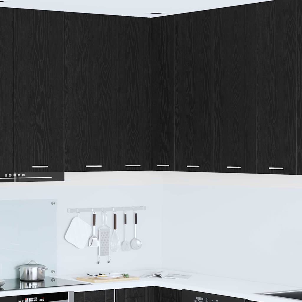 vidaXL Mueble colgante con puerta Riga Roble Negro y 57 x 57 x 100 cm