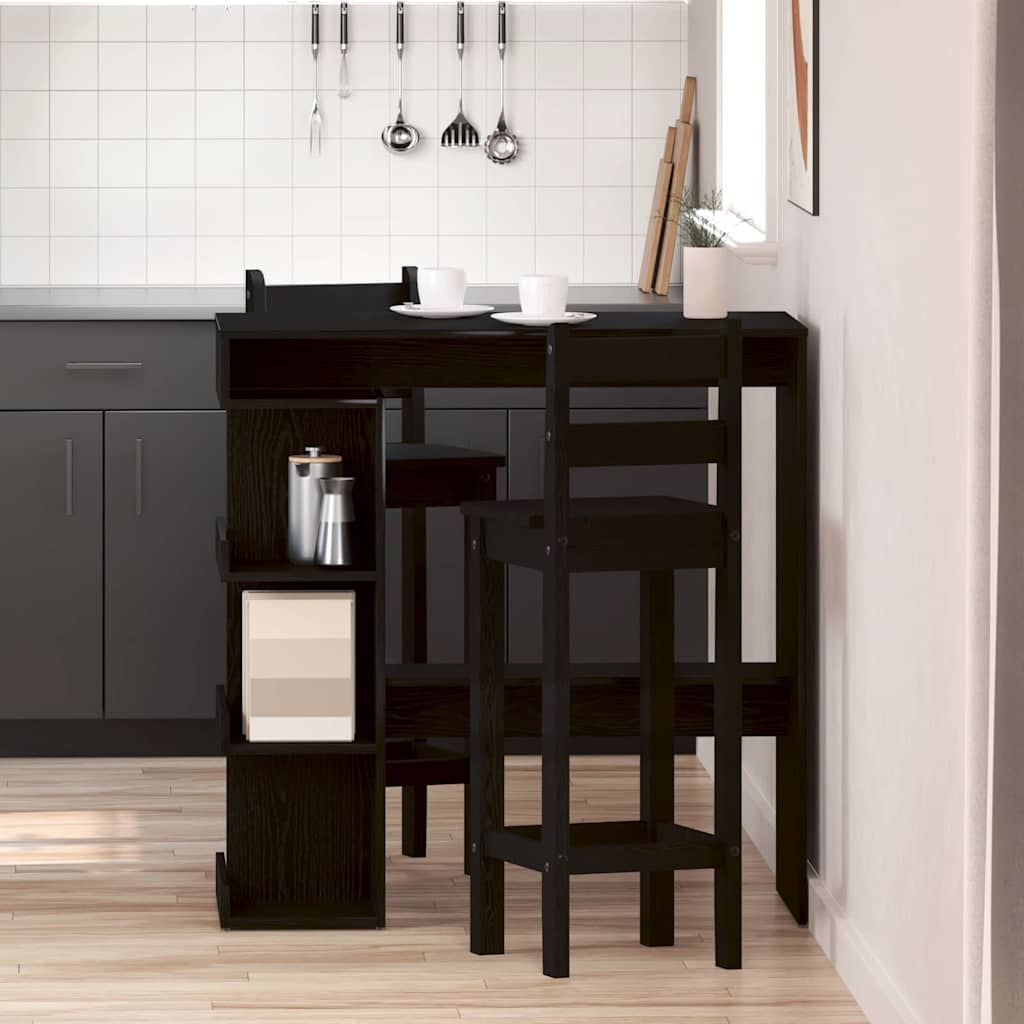 vidaXL Mesa de Bar con estante Roble negro 100 x 48 x 101.5 cm