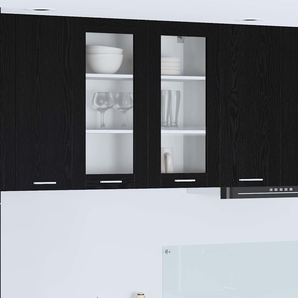 vidaXL Mueble colgante con puerta Riga Roble Negro 80 x 31 x 80 cm