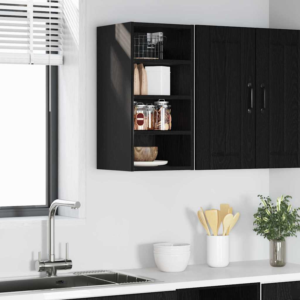 vidaXL Mueble colgante con estante Riga Roble negro 30 x 29,5 x 60 cm