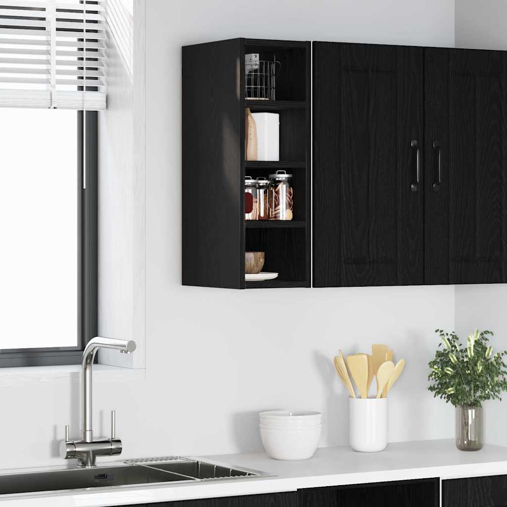 vidaXL Mueble colgante con estante Riga Roble negro 20 x 29,5 x 60 cm
