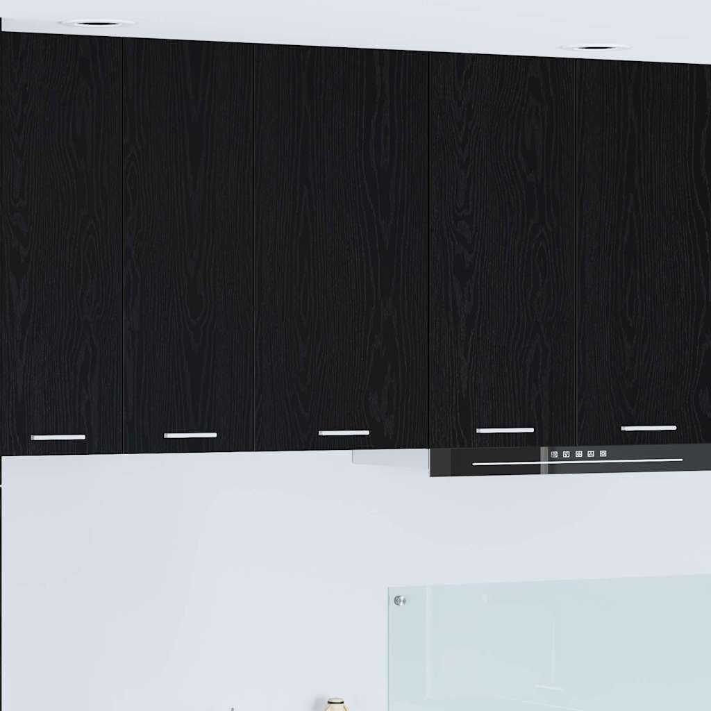vidaXL Mueble colgante con puerta Riga Roble Negro y 40 x 31 x 80 cm