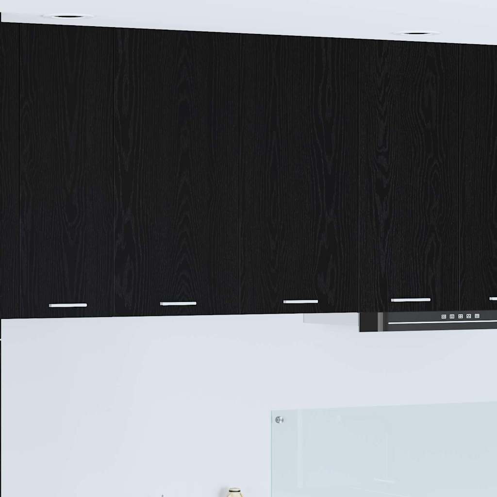 vidaXL Mueble colgante con puerta Riga Roble Negro 80 x 31 x 80 cm