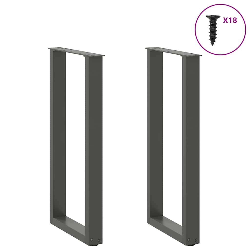 vidaXL Patas para consola en forma de U (2 unidades), antracita, 28 x (72-73) cm, acero - Image 3
