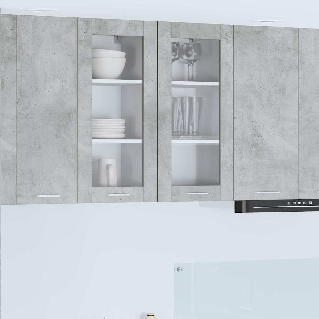 vidaXL Mueble colgante Riga 2 pcs Gris Concreto 40 x 31 x 80 cm