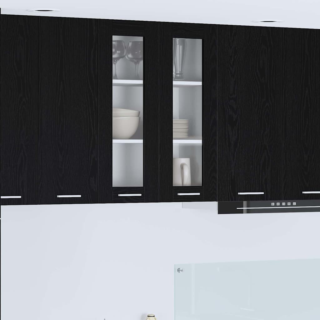 vidaXL Mueble colgante con puerta Riga Roble Negro 60 x 31 x 80 cm