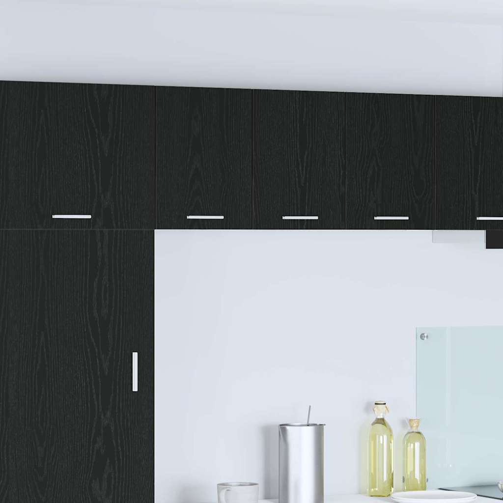 vidaXL Mueble colgante con puerta Riga Roble Negro y 30 x 31 x 40 cm