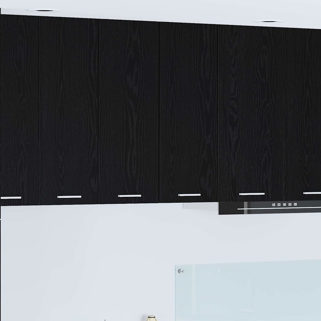vidaXL Mueble colgante Riga 2 pcs Roble Negro y 30 x 31 x 80 cm