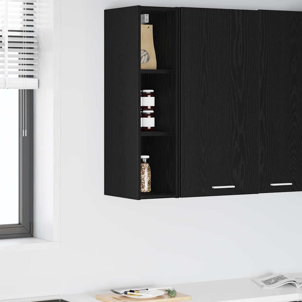 vidaXL Mueble colgante Riga Roble Negro 20 x 29,5 x 80 cm