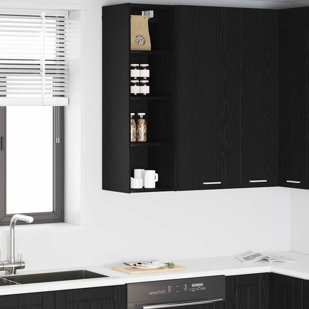 vidaXL Mueble colgante Riga Roble Negro 30 x 29,5 x 100 cm