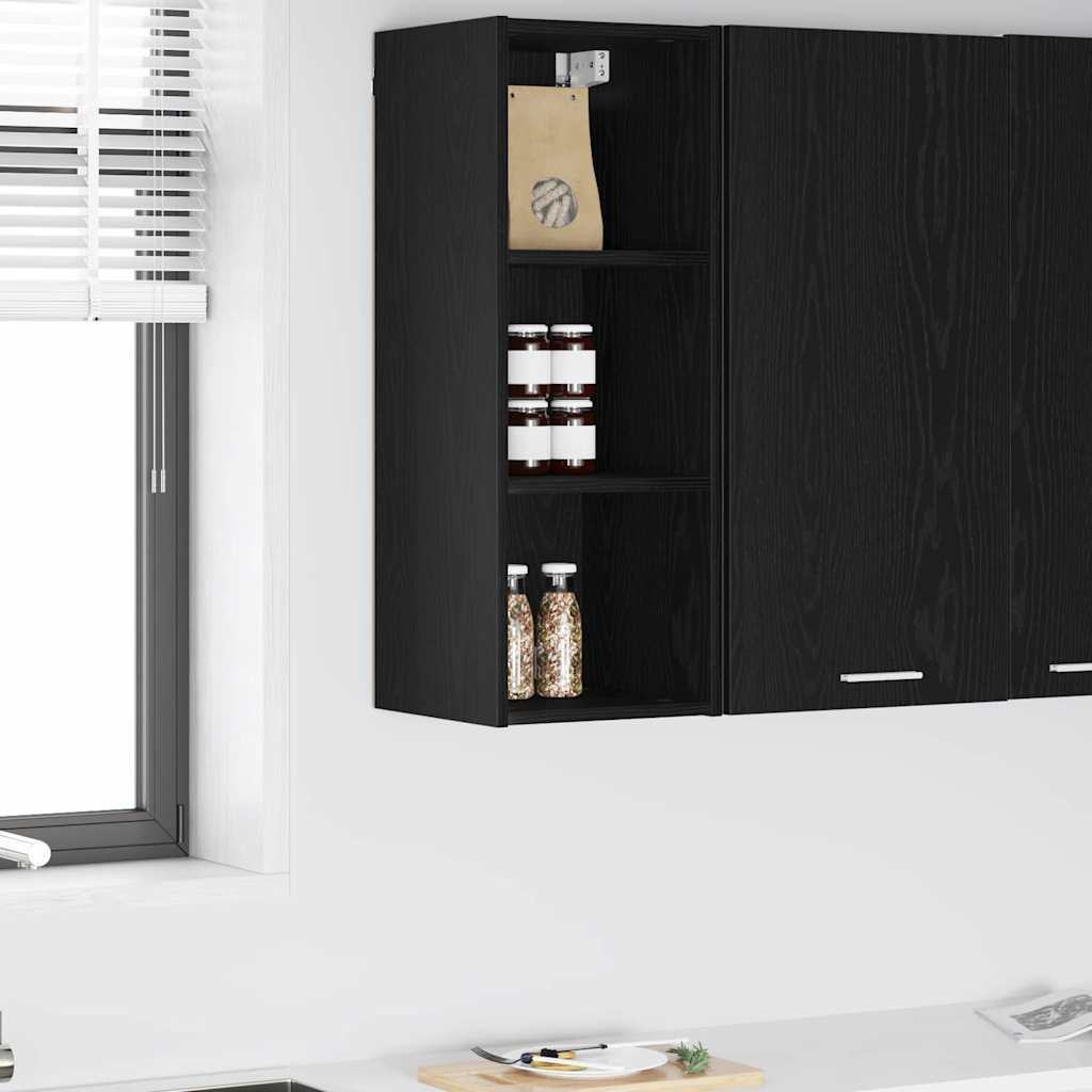vidaXL Mueble colgante Riga Roble Negro 30 x 29,5 x 80 cm