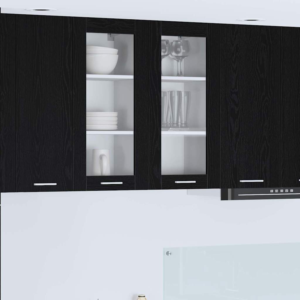 vidaXL Mueble colgante con puerta Riga Roble Negro 40 x 31 x 80 cm