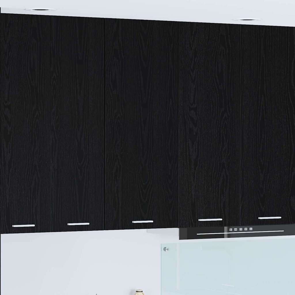 vidaXL Mueble colgante con puerta Riga Roble Negro 40 x 31 x 100 cm