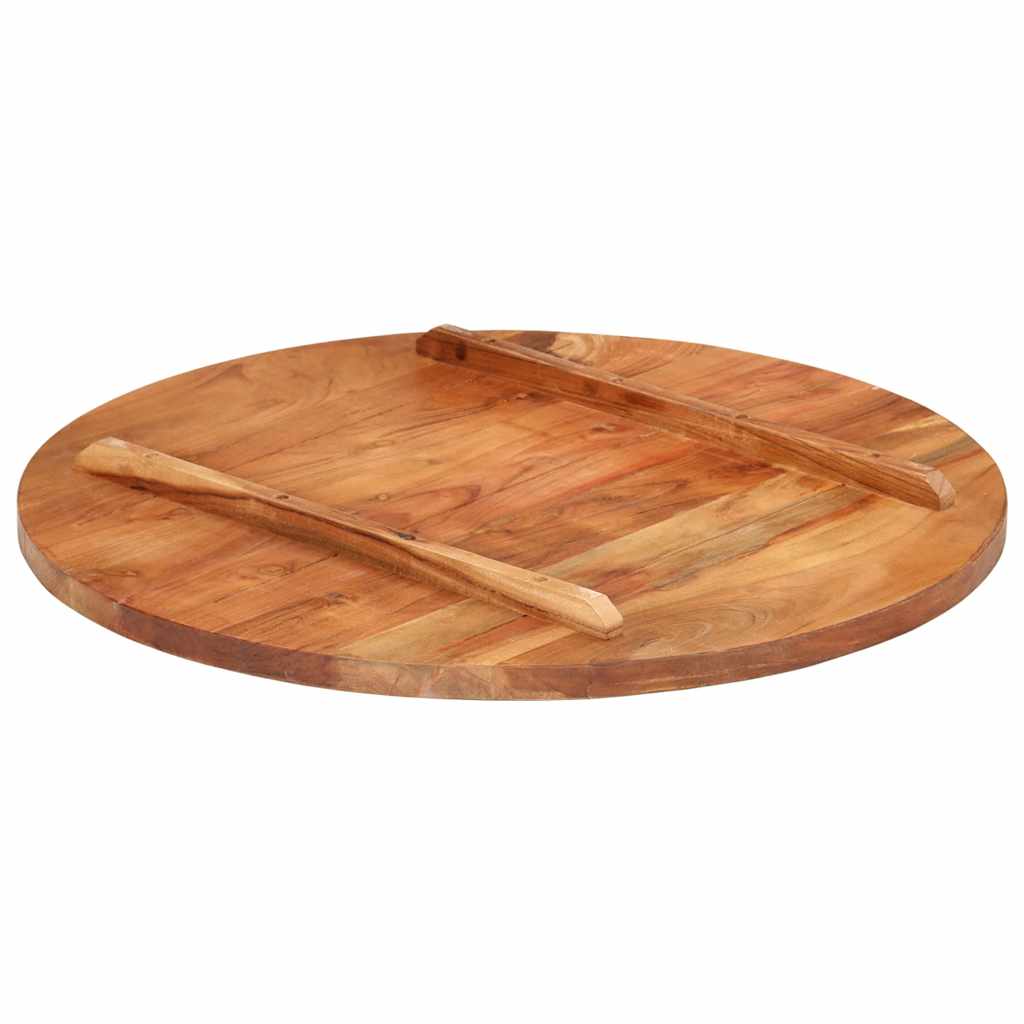 vidaXL Tablero de mesa redonda madera maciza de acacia 25-27 mm 70 cm - Image 3