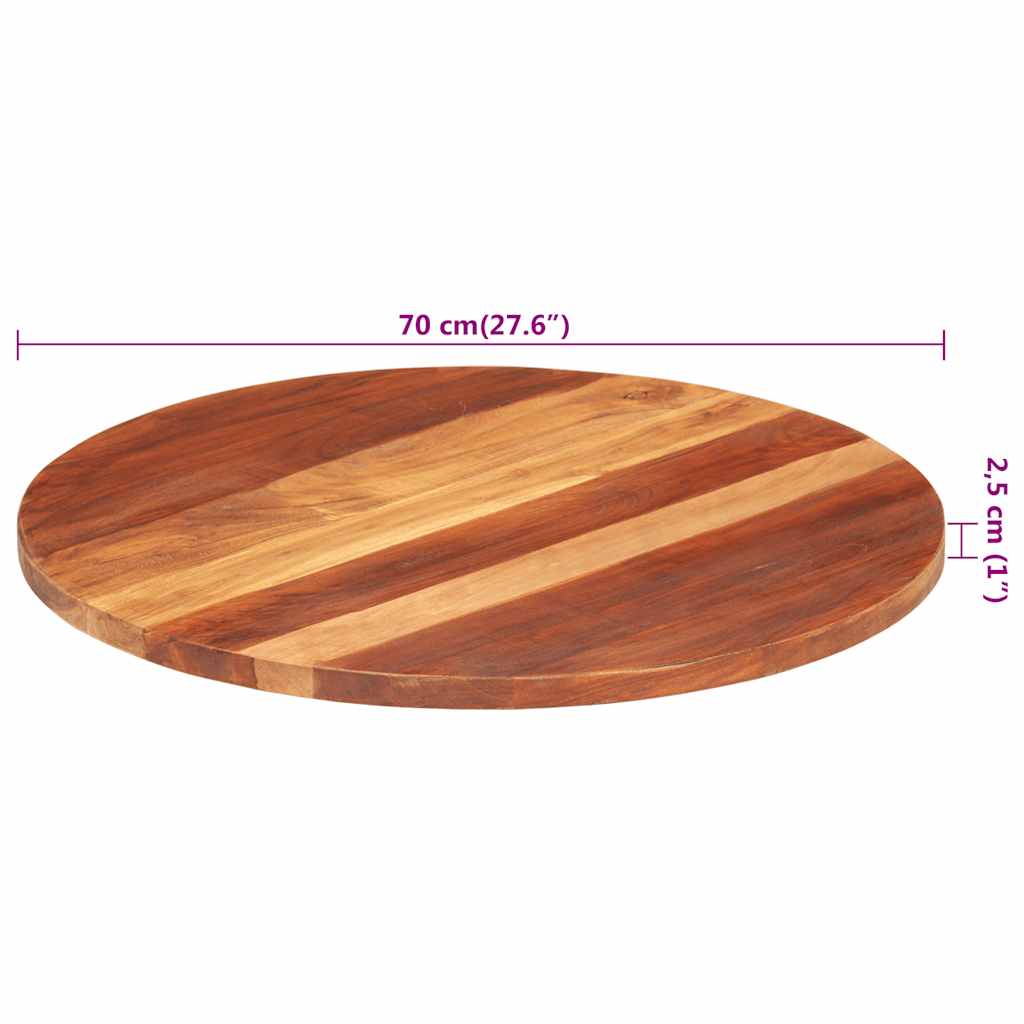 vidaXL Tablero de mesa redonda madera maciza de acacia 25-27 mm 70 cm - Image 5
