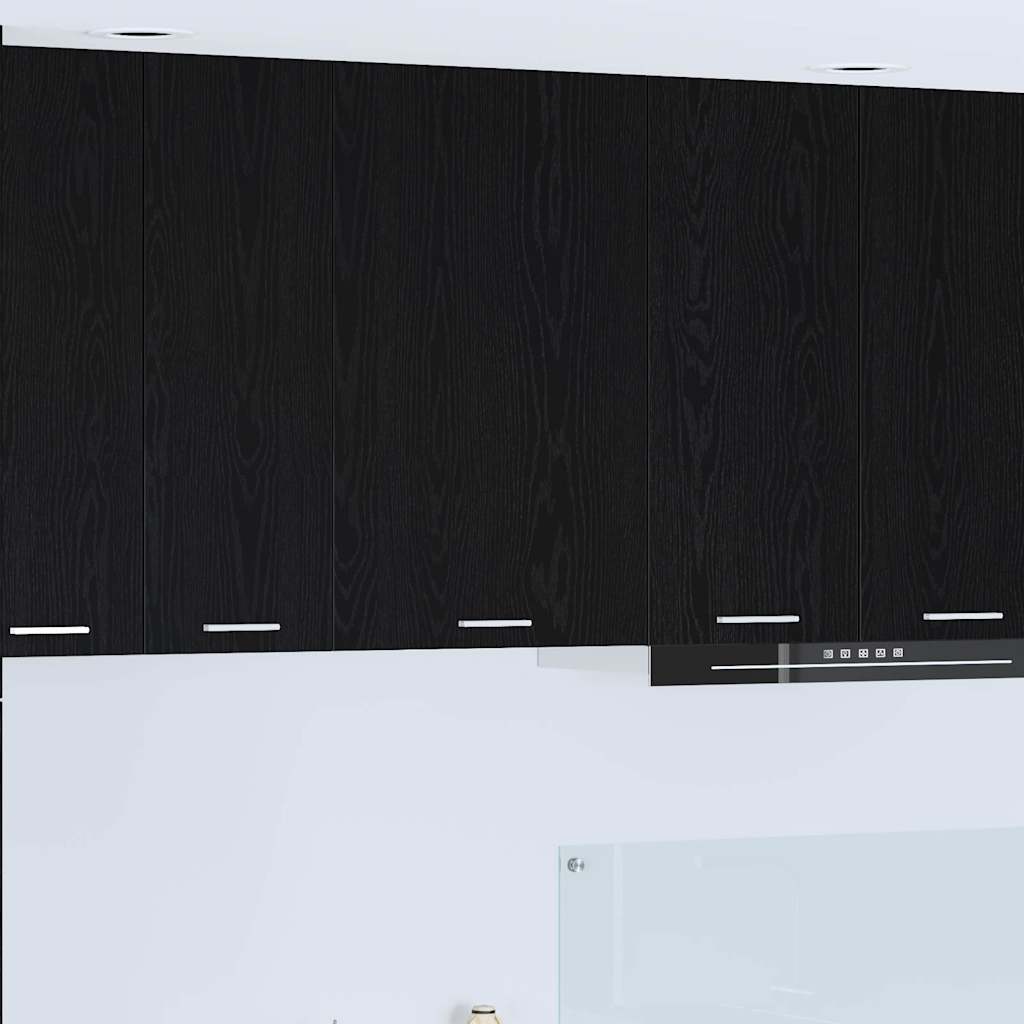 vidaXL Mueble colgante con puerta Riga Roble Negro y 50 x 31 x 80 cm
