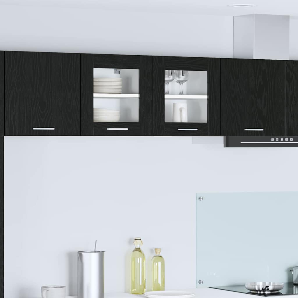 vidaXL Mueble colgante con puerta Riga Roble Negro 40 x 31 x 40 cm