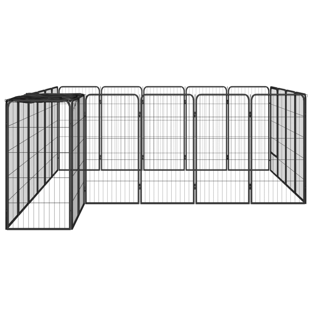 vidaXL Jaula perros 22 paneles acero recubierto polvo negro 50x100 cm - Image 3