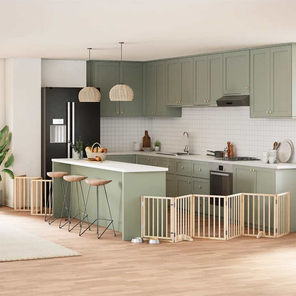 vidaXL Puerta para perros plegable 15 paneles madera de álamo 750 cm