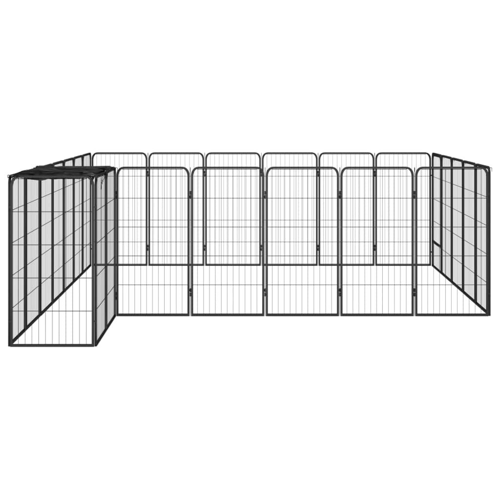 vidaXL Jaula perros 26 paneles acero recubierto polvo negro 50x100 cm - Image 3