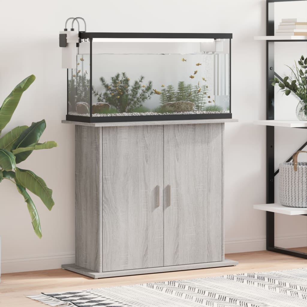 vidaXL Soporte para acuario madera ingeniería gris Sonoma 81x36x73 cm