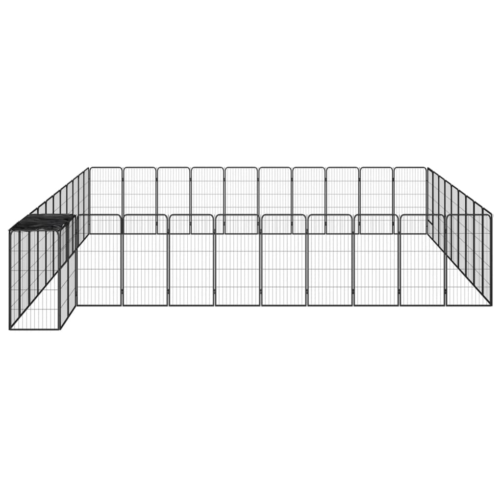vidaXL Jaula perros 42 paneles acero recubierto polvo negro 50x100 cm - Image 3