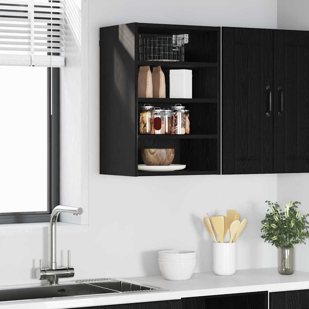 vidaXL Mueble colgante con estante Riga Roble negro 40 x 29,5 x 60 cm