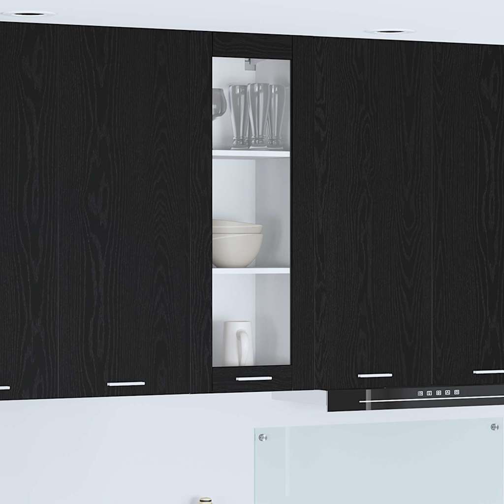vidaXL Mueble colgante con puerta Riga Roble Negro 40 x 31 x 100 cm