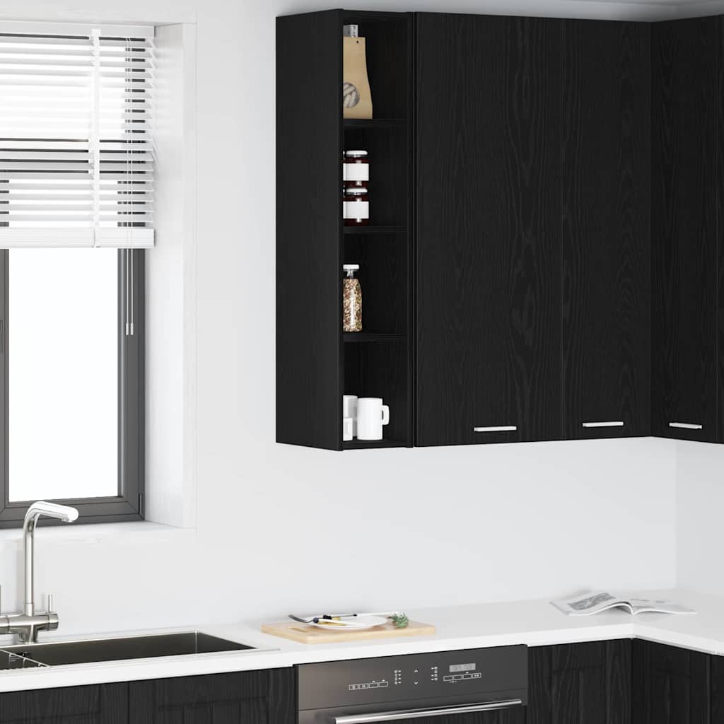 vidaXL Mueble colgante Riga Roble Negro 20 x 29,5 x 100 cm
