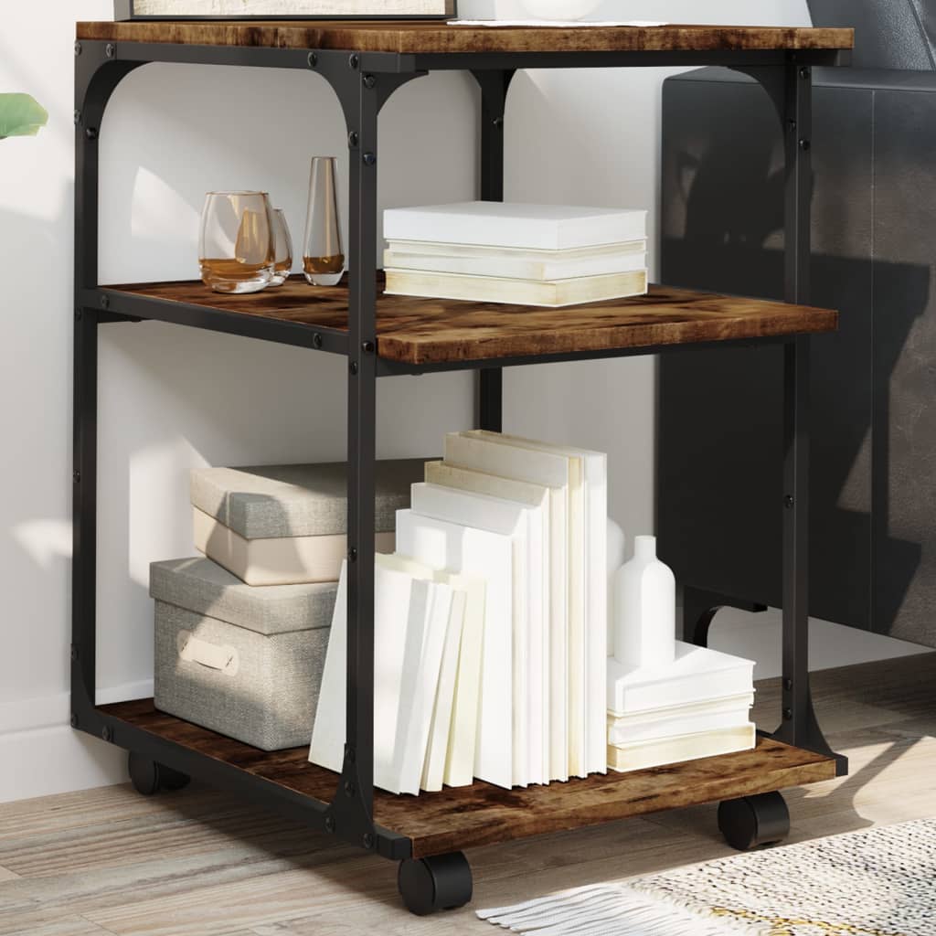 vidaXL Soporte de impresora 3 niveles roble ahumado 43x48x64 cm
