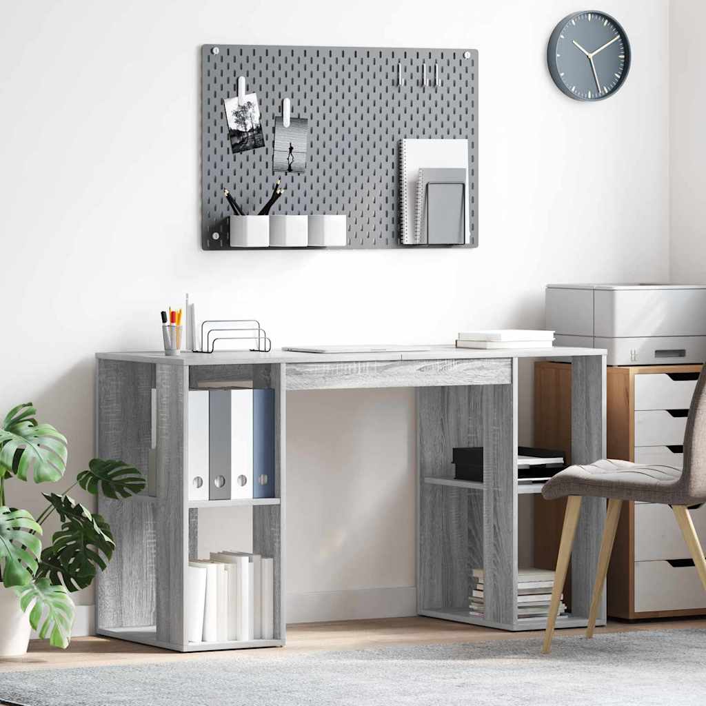 vidaXL Escritorio Gris Sonoma 130 x 50.5 x 75 cm Madera de ingeniería