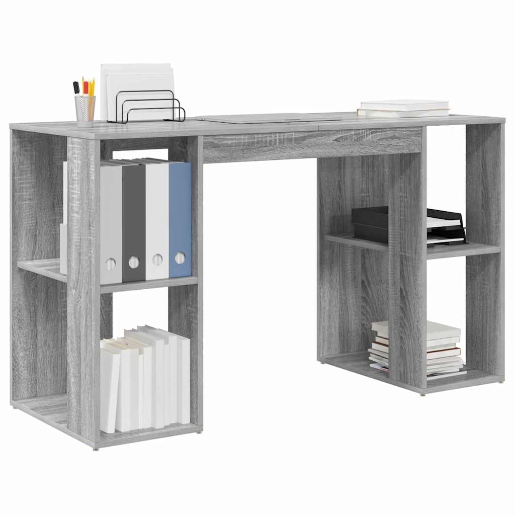 vidaXL Escritorio Gris Sonoma 130 x 50.5 x 75 cm Madera de ingeniería - Image 3