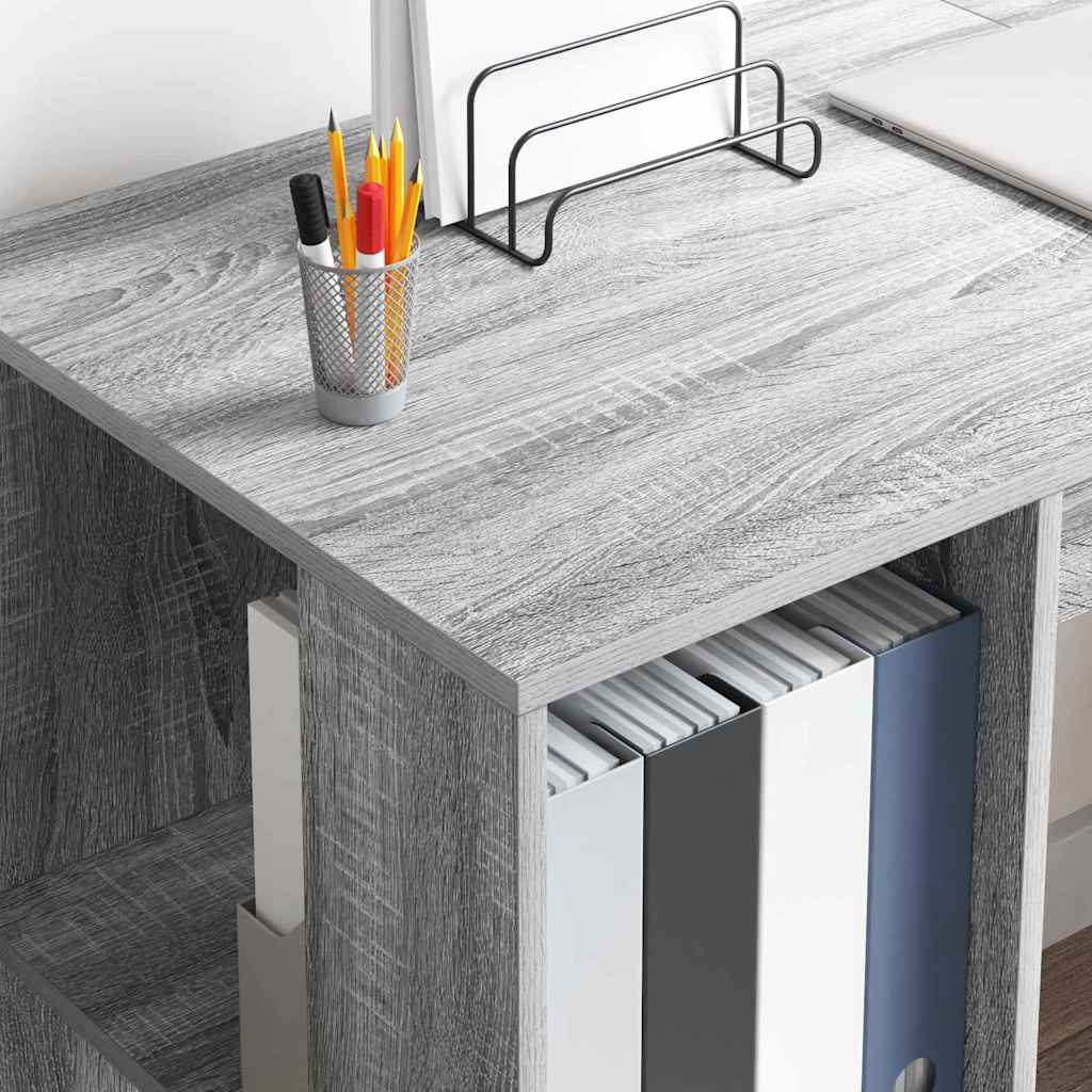 vidaXL Escritorio Gris Sonoma 130 x 50.5 x 75 cm Madera de ingeniería - Image 4