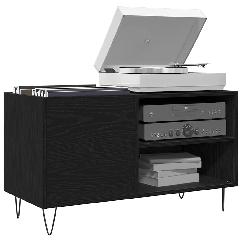 vidaXL Mueble para discos de vinilo Roble Negro 85 x 38 x 48 cm - Image 3