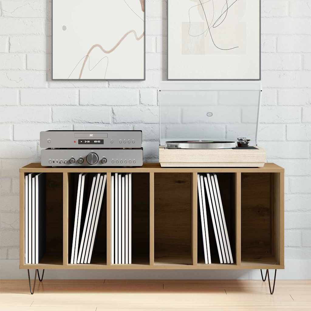 vidaXL Mueble para discos de vinilo Roble artisan 100 x 38 x 48 cm - Image 4