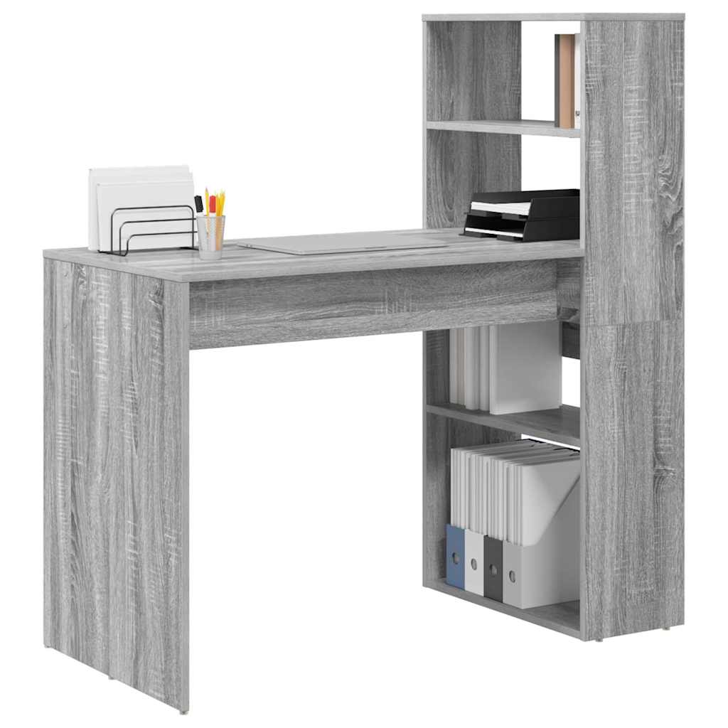 vidaXL Escritorio Gris Sonoma 113 x 54 x 120 cm Madera de ingeniería - Image 3
