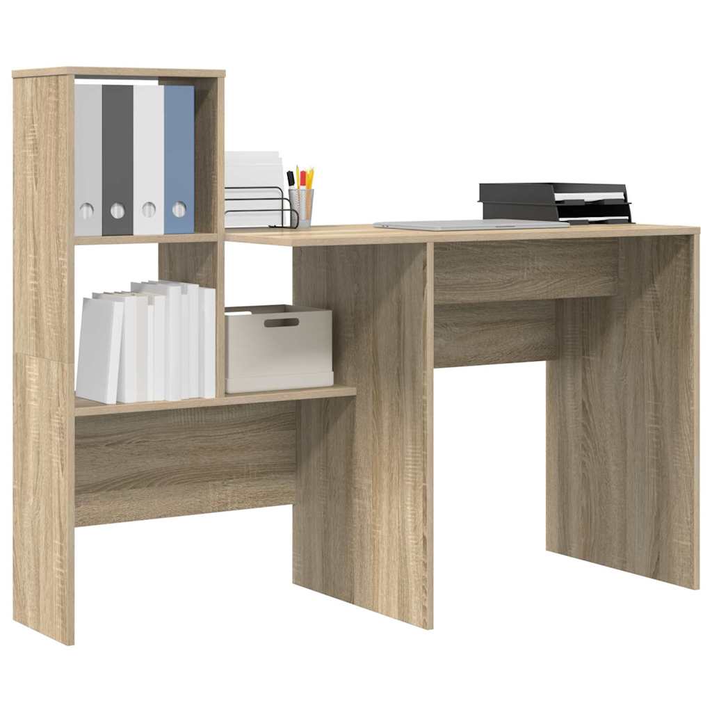 vidaXL Escritorio con estante Roble Sonoma 131,5 x 50 x 106,5 cm - Image 3