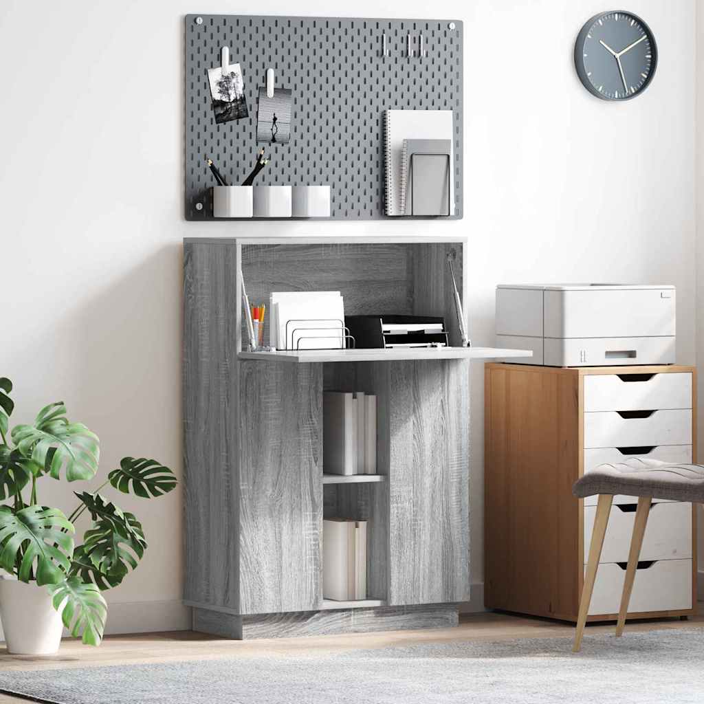vidaXL Escritorio con estante Gris Sonoma 71.5 x 31.5 x 106.5 cm