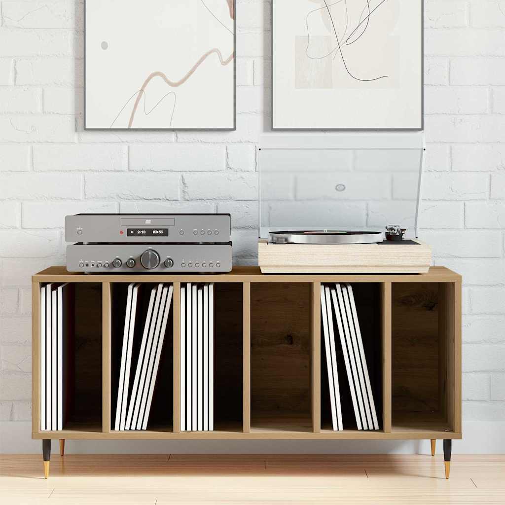 vidaXL Mueble para discos de vinilo Roble artisan 100 x 38 x 48 cm - Image 4