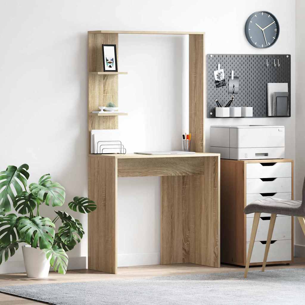 vidaXL Escritorio con estante Roble Sonoma 78,5 x 37 x 154,5 cm