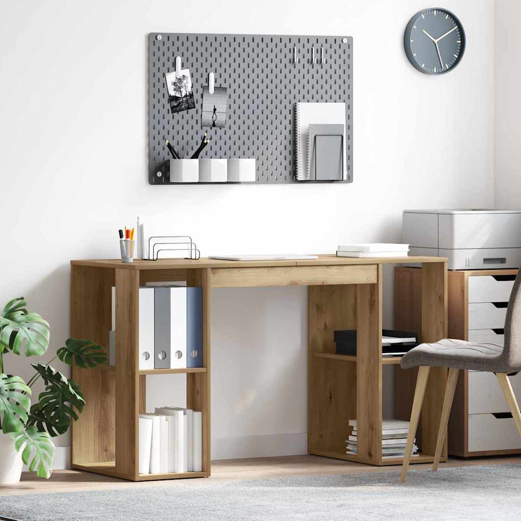 vidaXL Escritorio con estante Roble artesanal 130 x 50.5 x 75 cm