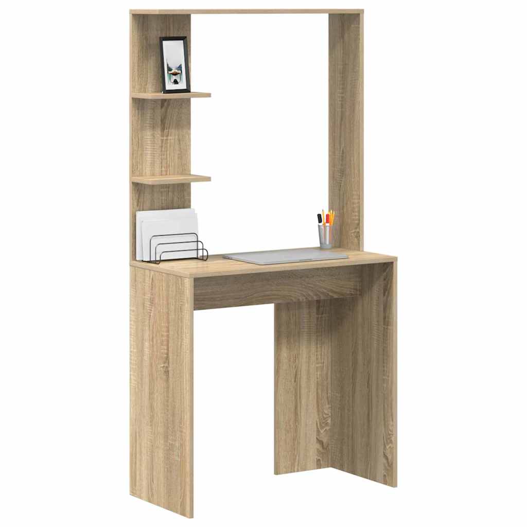 vidaXL Escritorio con estante Roble Sonoma 78,5 x 37 x 154,5 cm - Image 3